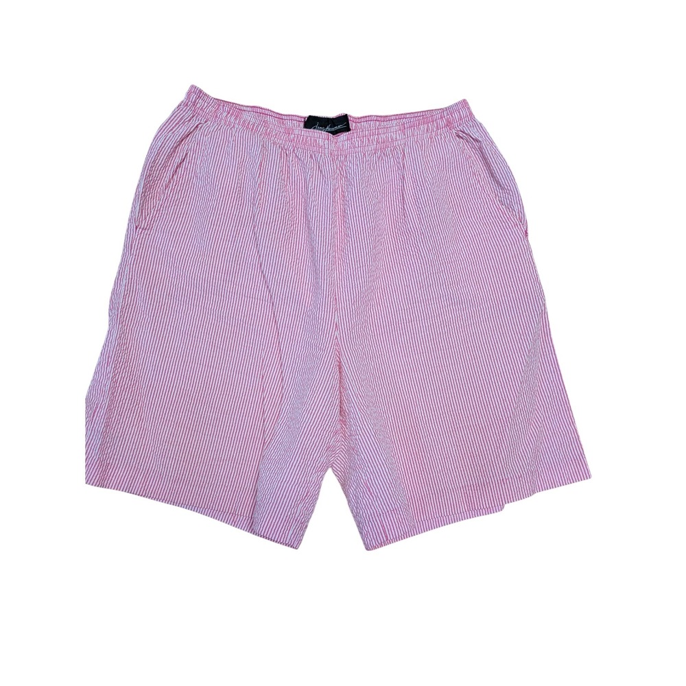 Jens Neuman Womens Pink White Seersucker Striped Shorts Large BO3368A1292L